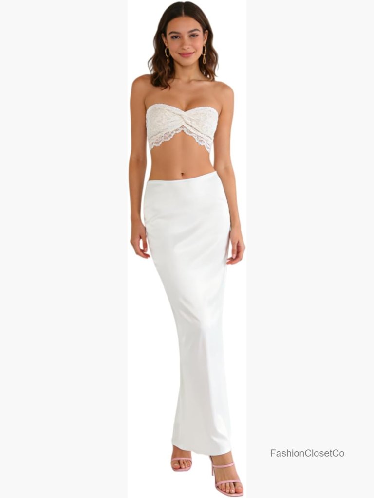 Silky Satin High Waist Maxi Skirt Flowy A Line Mermaid Bodycon